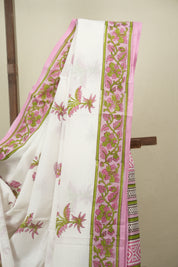 White HBP Cotton Saree - SRWCS3731