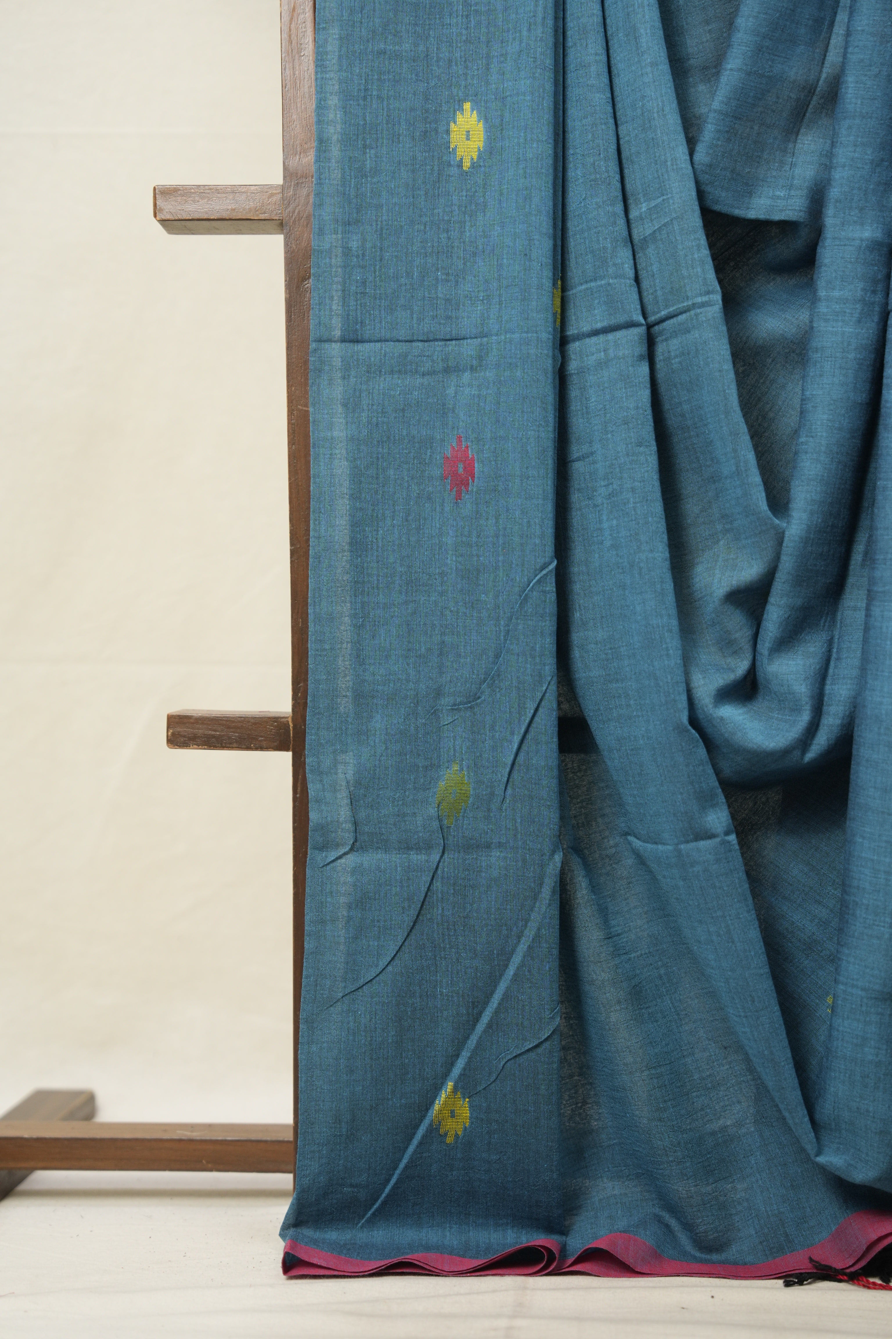 Teal Blue Cotton Jamdani Saree - SRTBCJS161