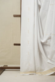 White Cotton Paithani Saree - SRWCPS683