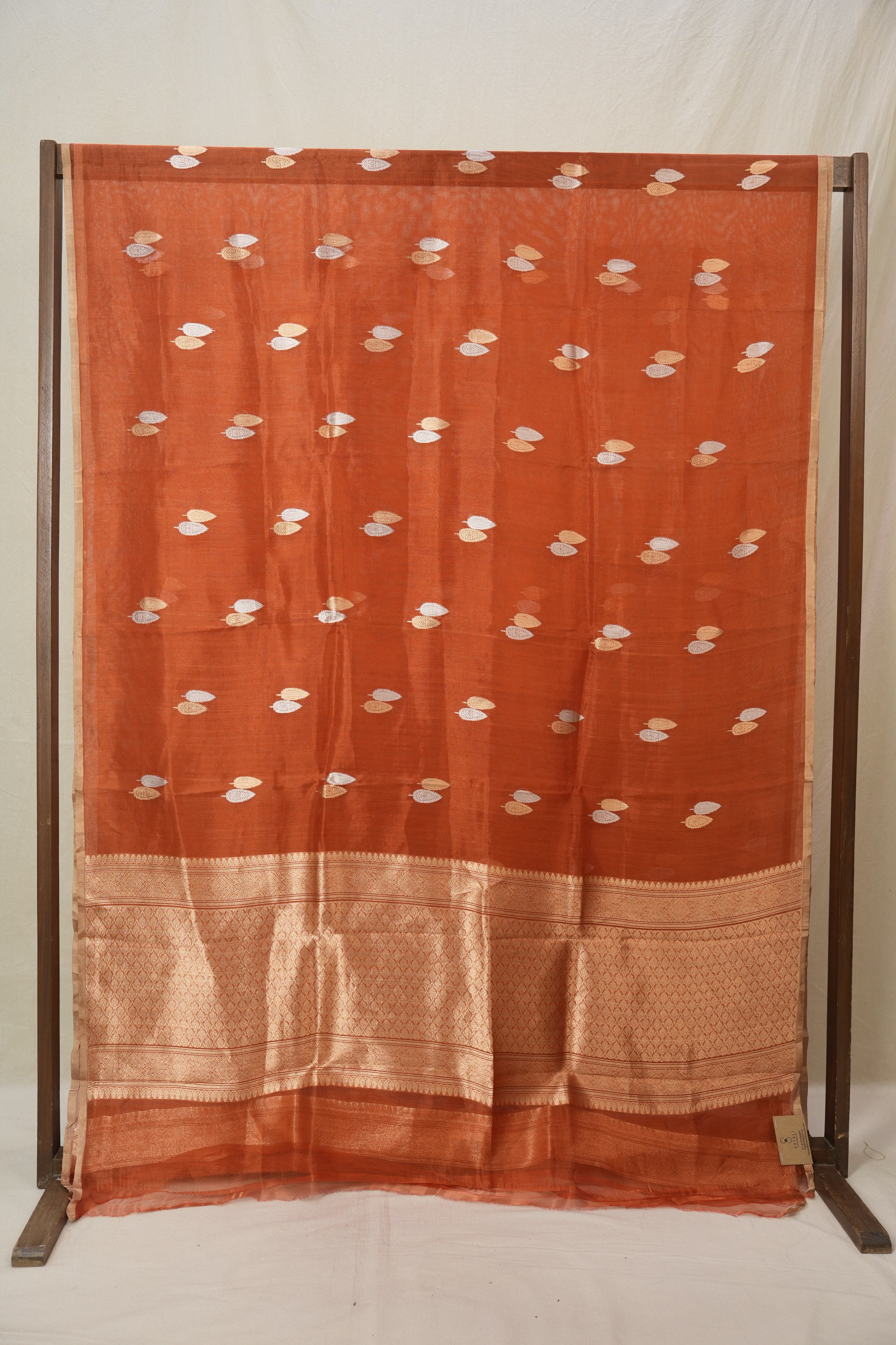 Rust Orange Tissue Banarasi Silk Saree - SRROTBSS66