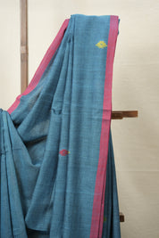Teal Blue Cotton Jamdani Saree - SRTBCJS161