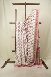 White HBP Cotton Saree - SRWCS3737