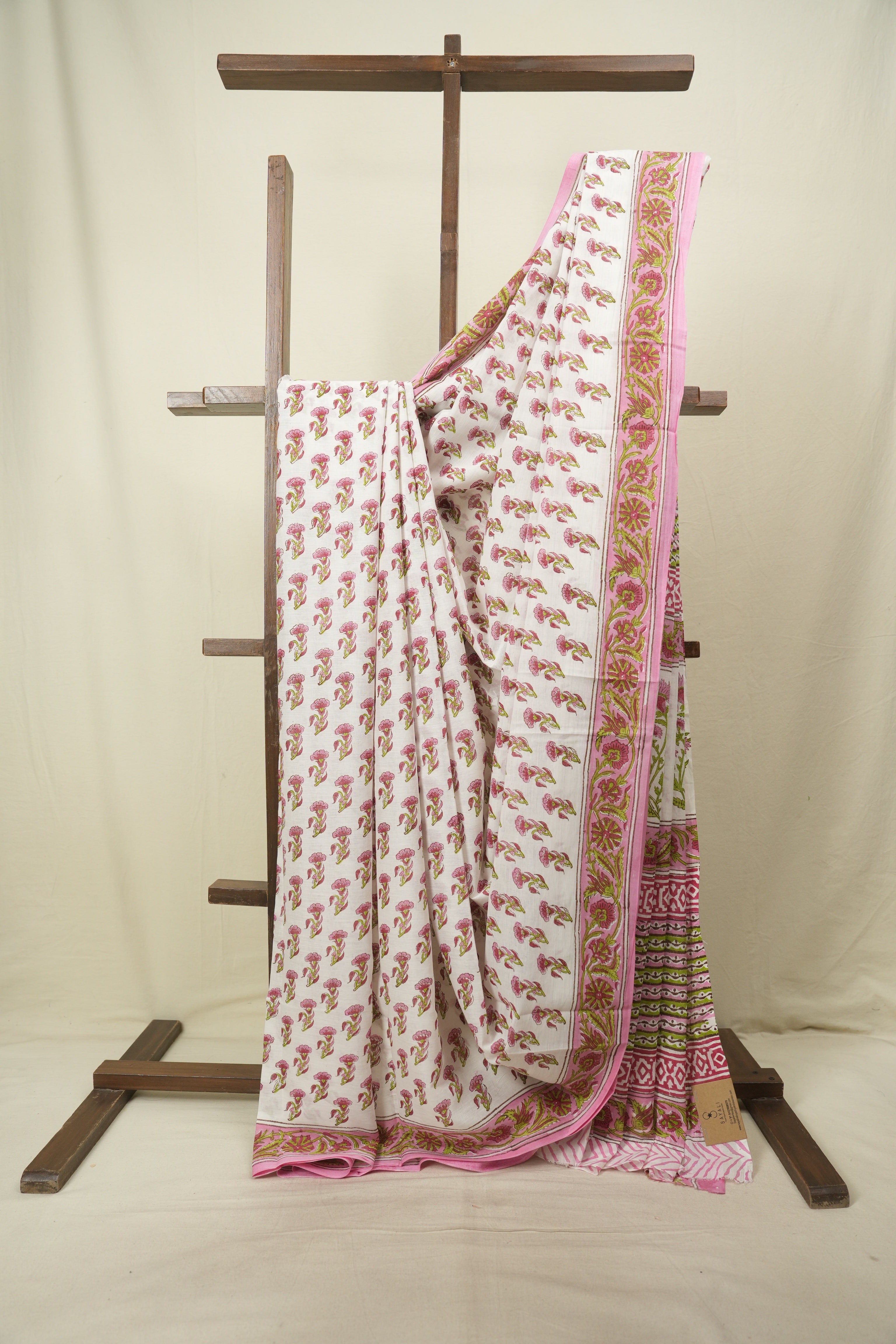 White HBP Cotton Saree - SRWCS3737