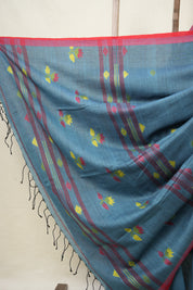 Teal Blue Cotton Jamdani Saree - SRTBCJS161