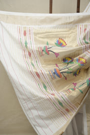 White Cotton Paithani Saree - SRWCPS683