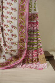 White HBP Cotton Saree - SRWCS3737