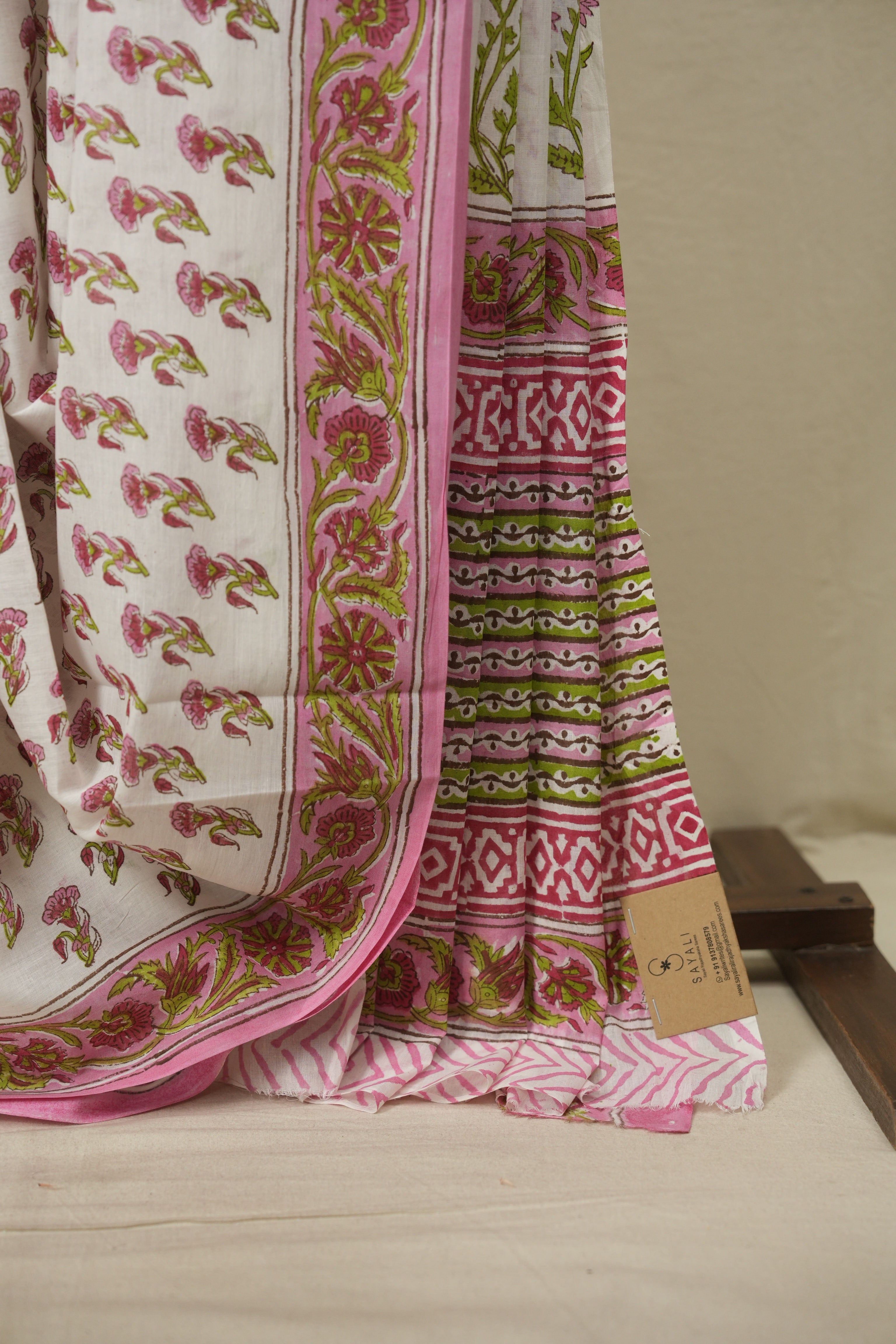 White HBP Cotton Saree - SRWCS3737