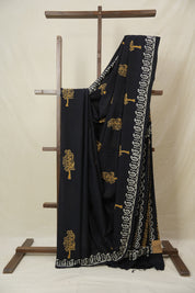 Black HBP Cotton Saree - SRBCS3224