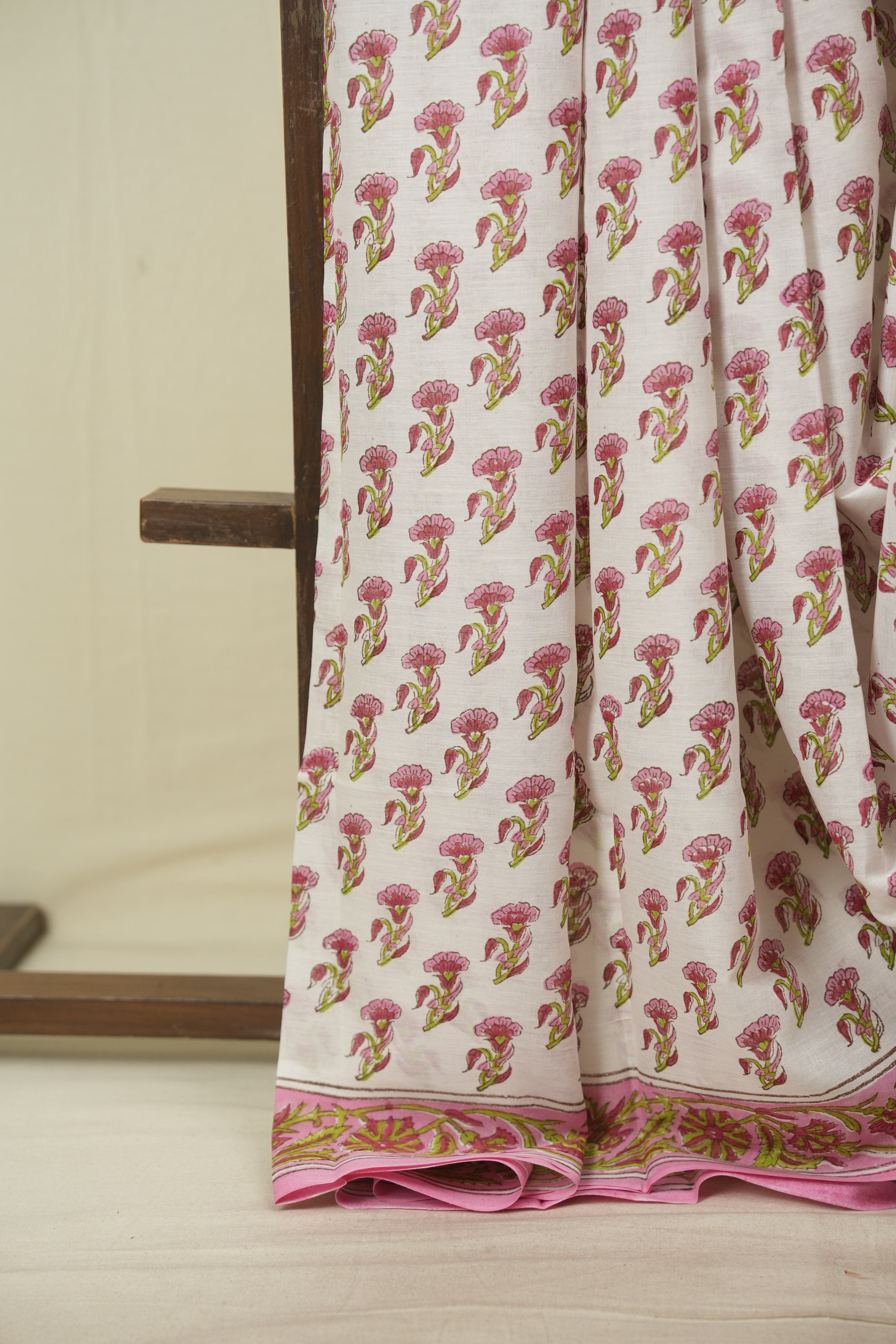 White HBP Cotton Saree - SRWCS3737