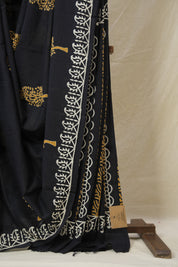 Black HBP Cotton Saree - SRBCS3224