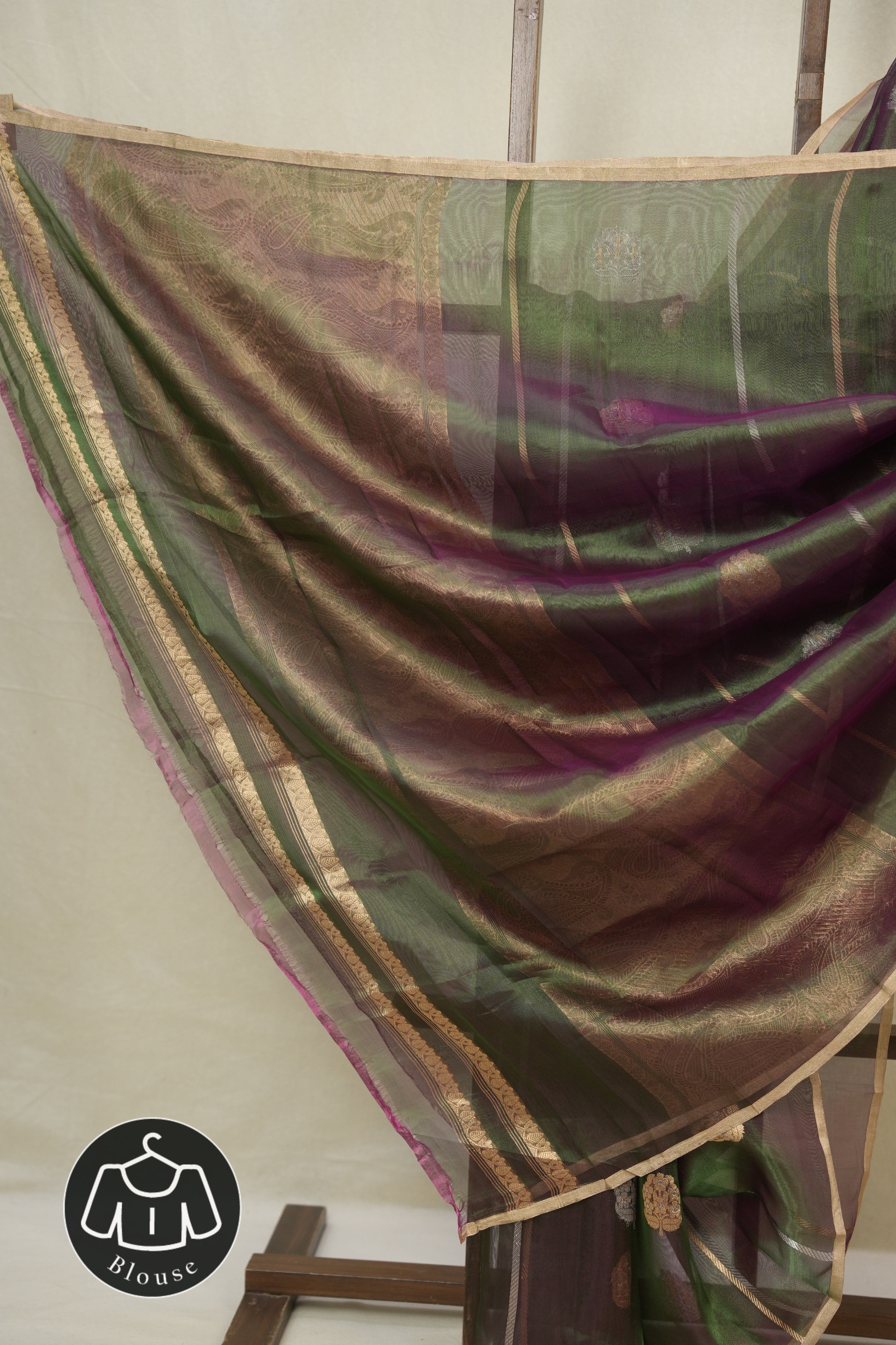 Two Tone Green Tissue Banarasi Silk Saree - SRTTGTBSS61