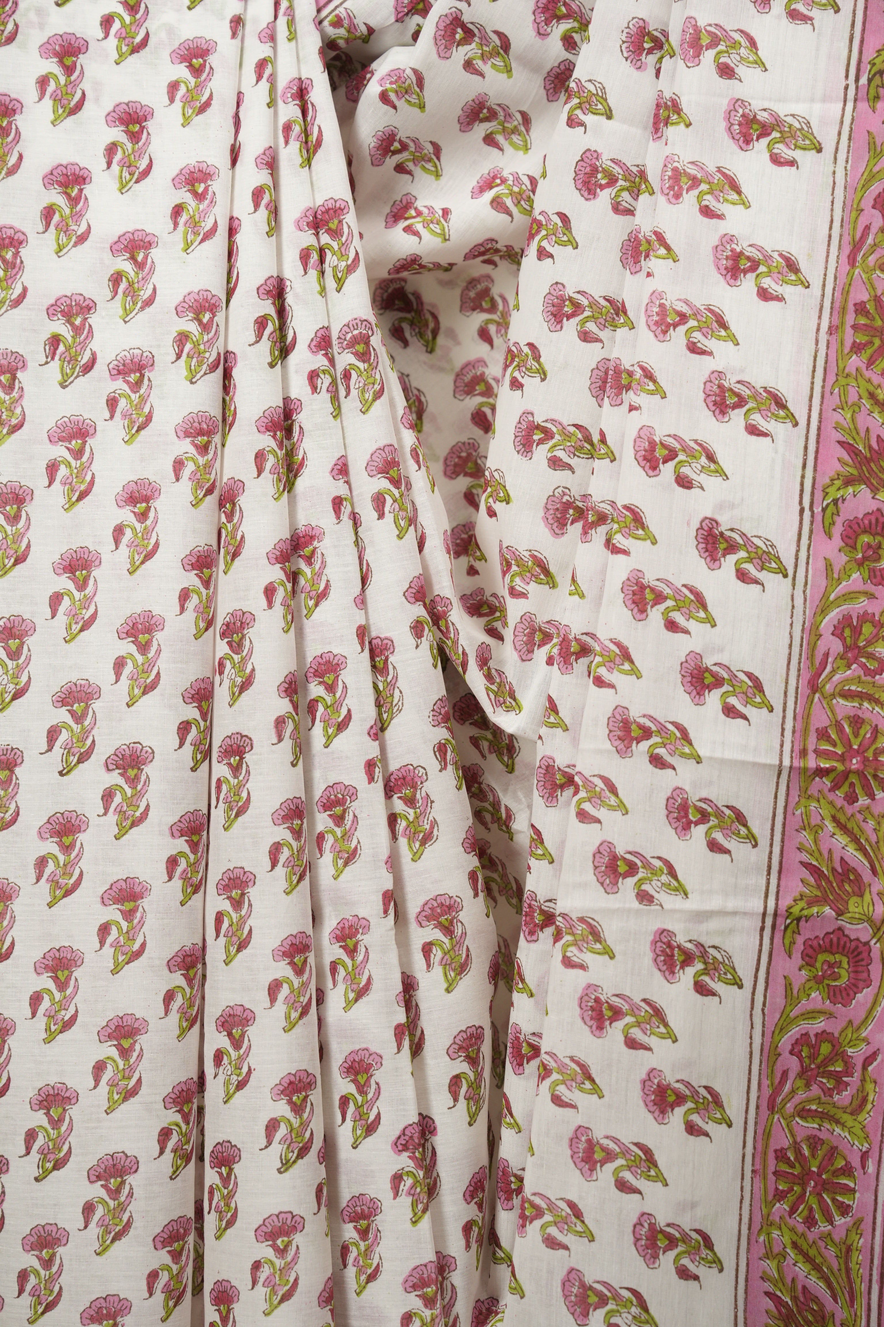 White HBP Cotton Saree - SRWCS3737