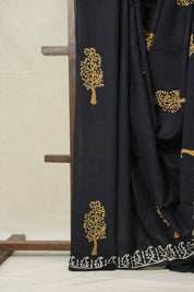 Black HBP Cotton Saree - SRBCS3224