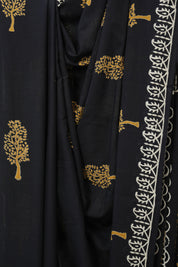 Black HBP Cotton Saree - SRBCS3224