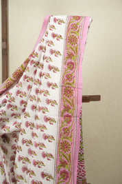 White HBP Cotton Saree - SRWCS3737