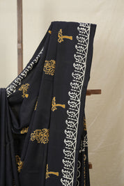 Black HBP Cotton Saree - SRBCS3224