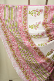 White HBP Cotton Saree - SRWCS3737