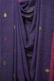 Purple Black Cotton Jamdani Saree - SRPBCJS160
