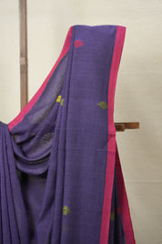 Purple Black Cotton Jamdani Saree - SRPBCJS160