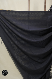 Black HBP Cotton Saree - SRBCS3224
