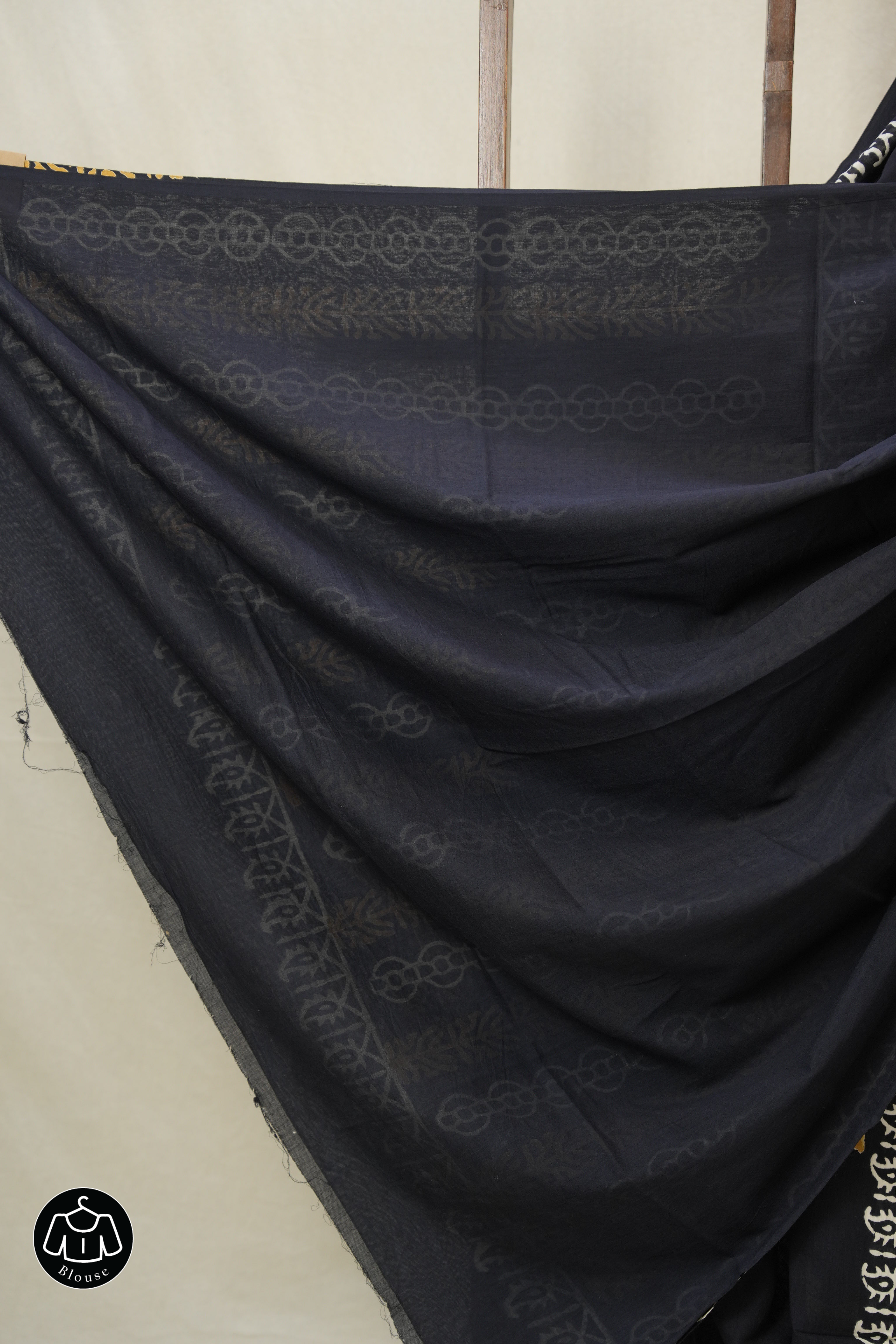Black HBP Cotton Saree - SRBCS3224