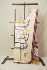 White HBP Cotton Saree - SRWCS3223