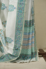 White HBP Cotton Saree - SRWCS3736