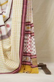 White HBP Cotton Saree - SRWCS3223