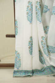 White HBP Cotton Saree - SRWCS3736