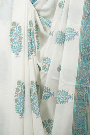 White HBP Cotton Saree - SRWCS3736