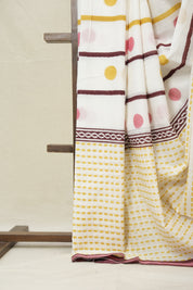 White HBP Cotton Saree - SRWCS3223