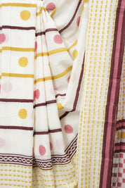 White HBP Cotton Saree - SRWCS3223