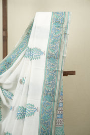 White HBP Cotton Saree - SRWCS3736