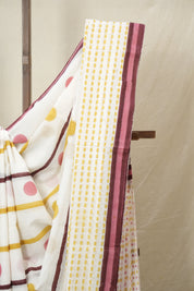 White HBP Cotton Saree - SRWCS3223