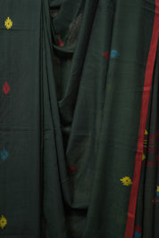 Forest Green Cotton Jamdani Saree - SRFGCJS159