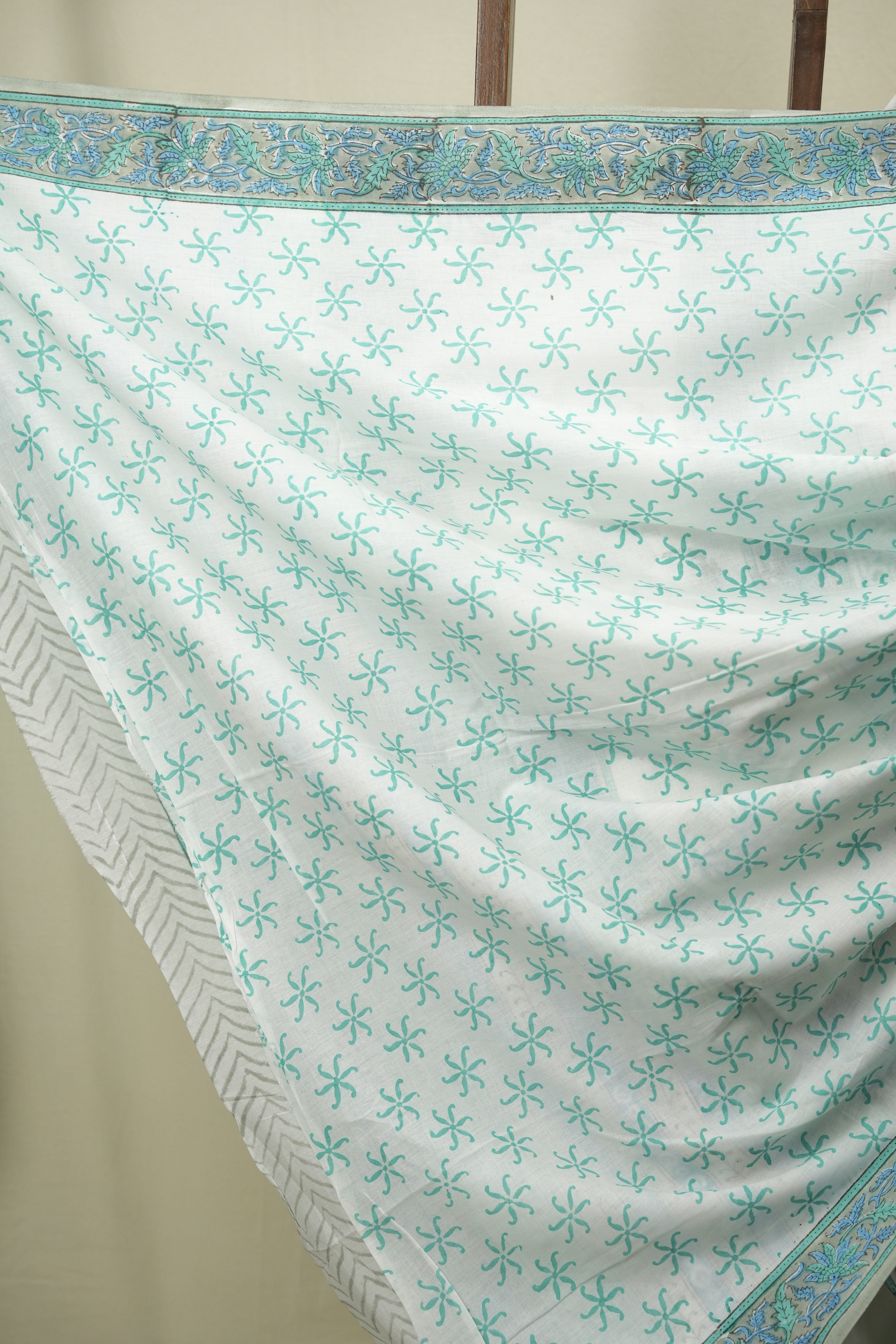 White HBP Cotton Saree - SRWCS3736