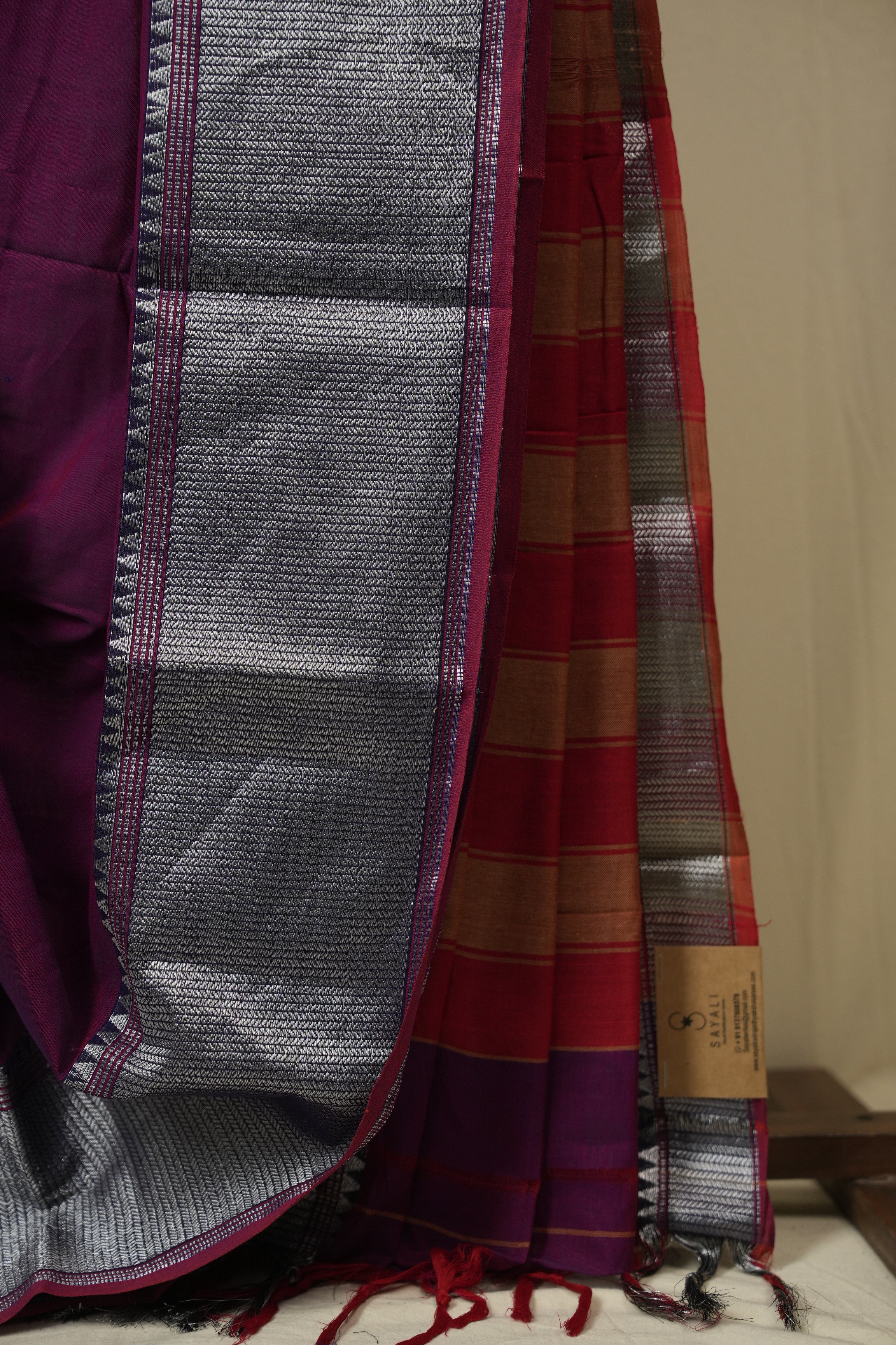Two Tone Purple Narayan Peth Cotton Saree - SRTTPNPCS41