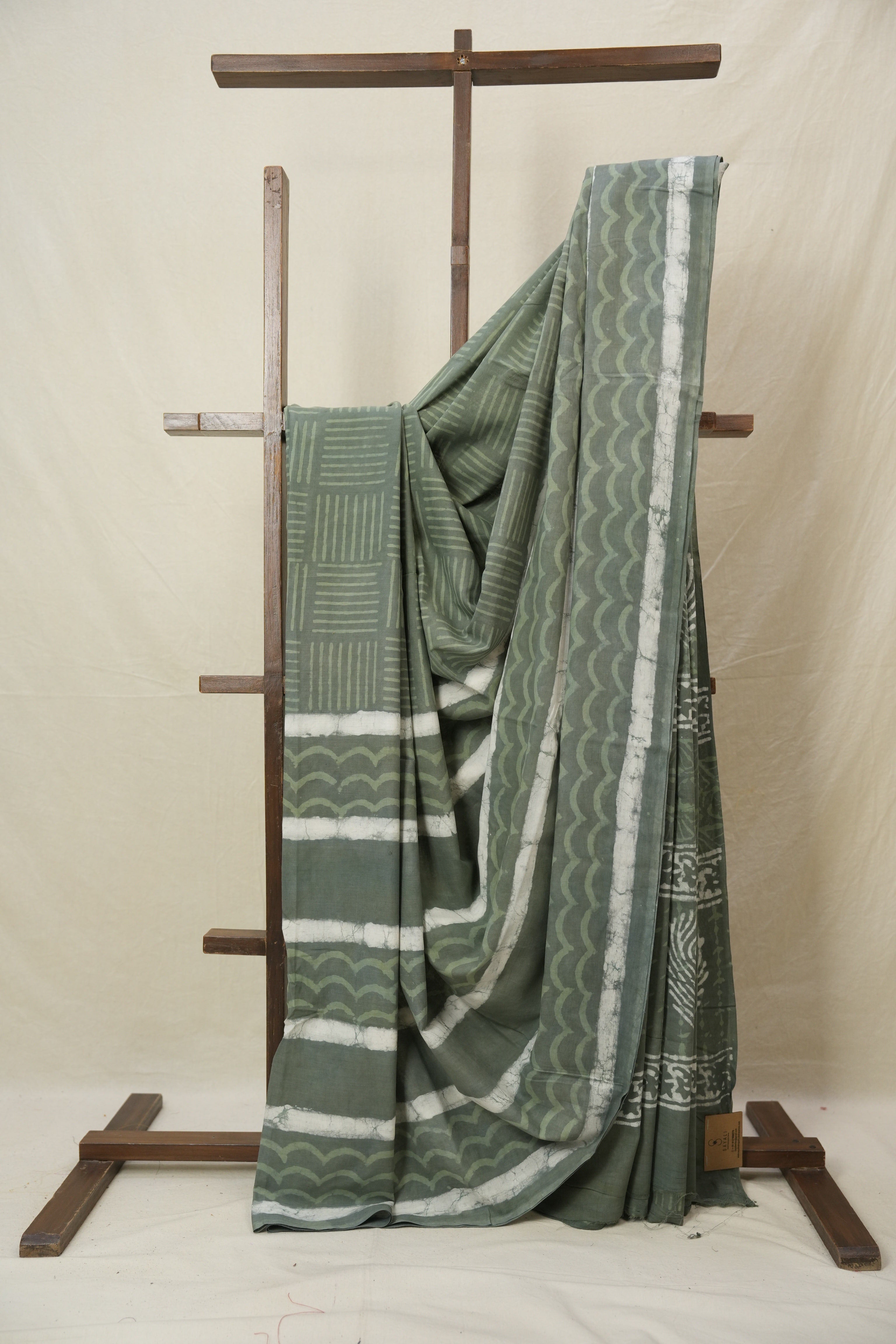 Sage Green HBP Cotton Saree - SRSGCS3222