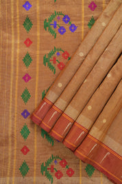 Rust Tissue Cotton Paithani Saree - Saavari -  SSRTCPSS03