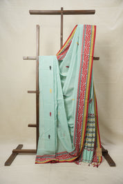 Aqua Bengal Cotton Jamdani Saree - SRABCJS180