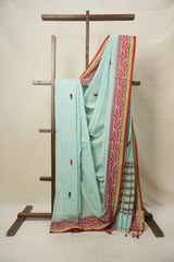 Aqua Bengal Cotton Jamdani Saree - SRABCJS180