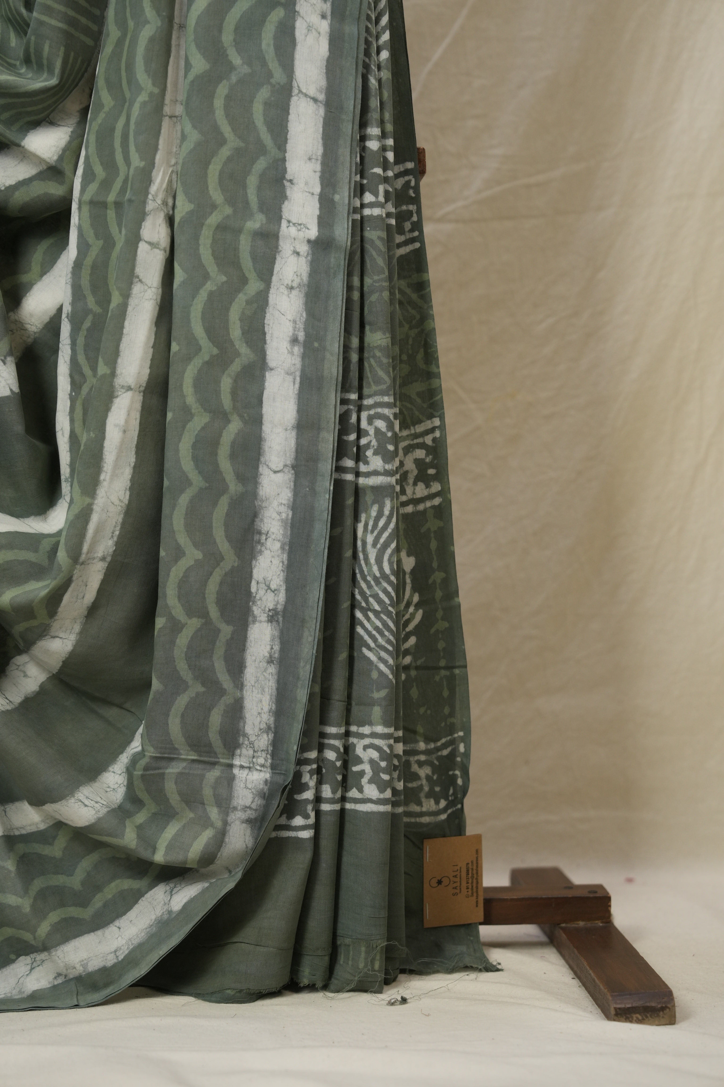 Sage Green HBP Cotton Saree - SRSGCS3222