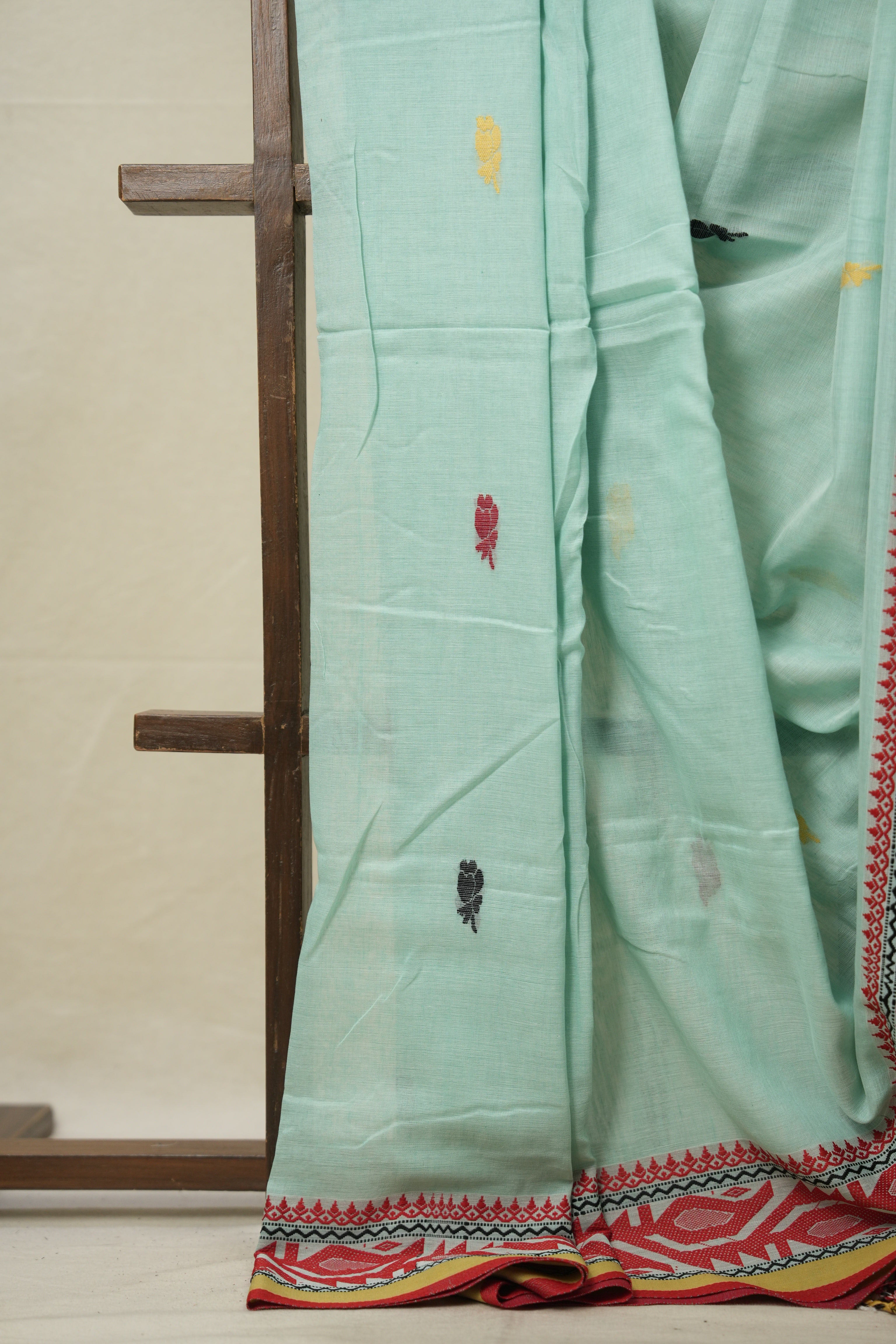 Aqua Bengal Cotton Jamdani Saree - SRABCJS180