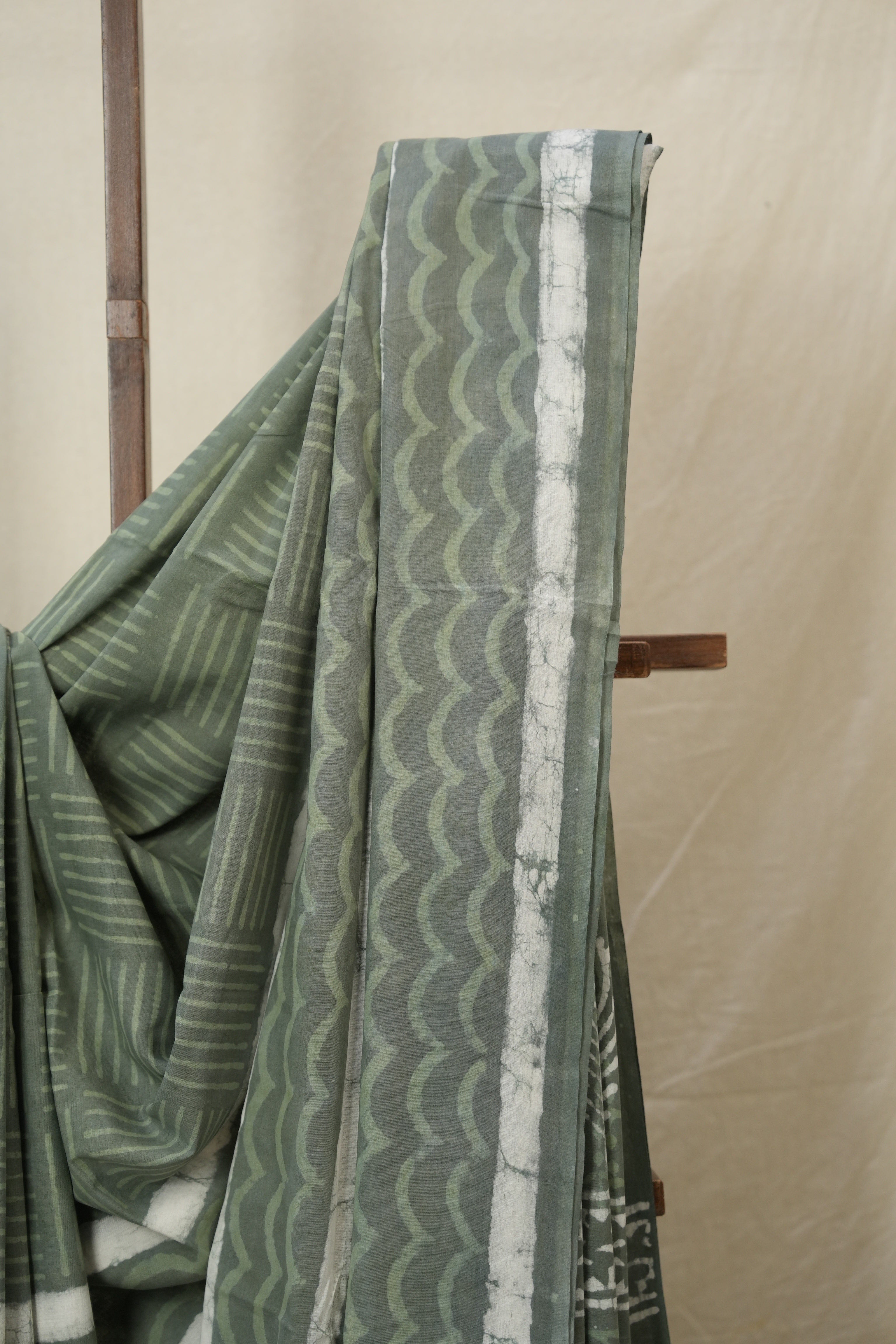Sage Green HBP Cotton Saree - SRSGCS3222