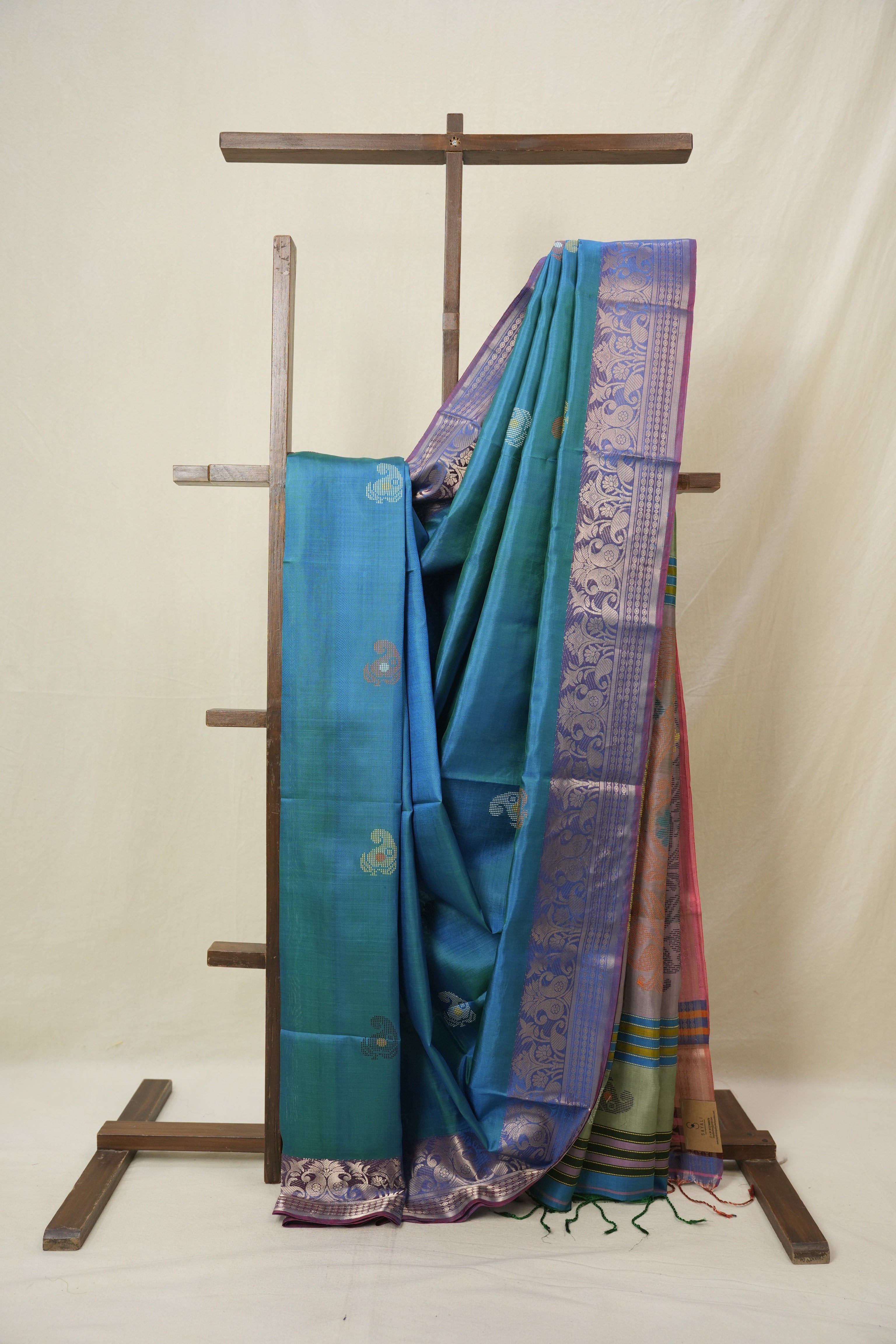 Peacock Blue Mulberry Silk Saree - SRPBMSS10