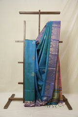 Peacock Blue Mulberry Silk Saree - SRPBMSS10