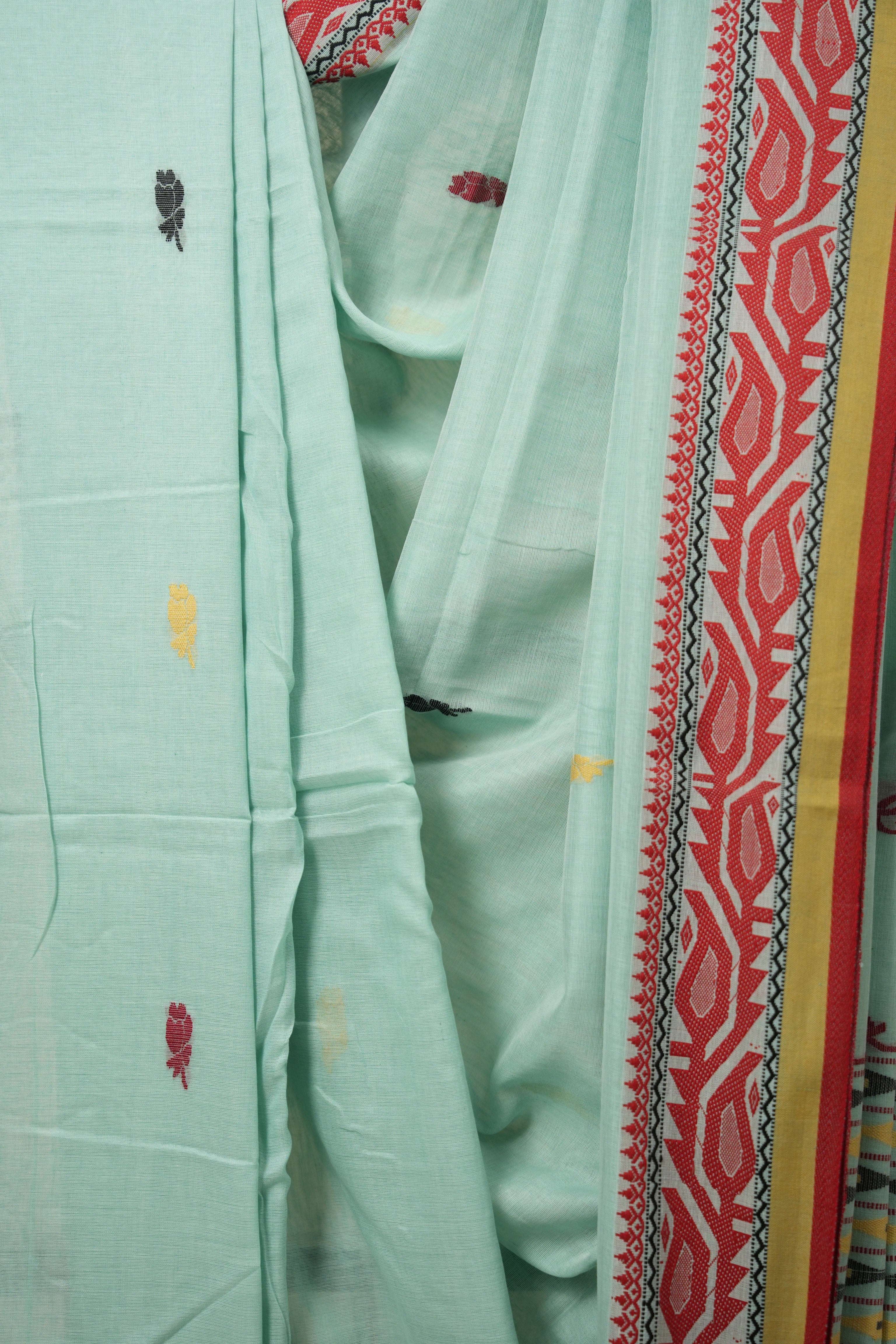 Aqua Bengal Cotton Jamdani Saree - SRABCJS180