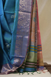 Peacock Blue Mulberry Silk Saree - SRPBMSS10