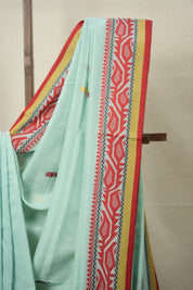 Aqua Bengal Cotton Jamdani Saree - SRABCJS180