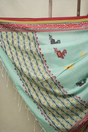 Aqua Bengal Cotton Jamdani Saree - SRABCJS180